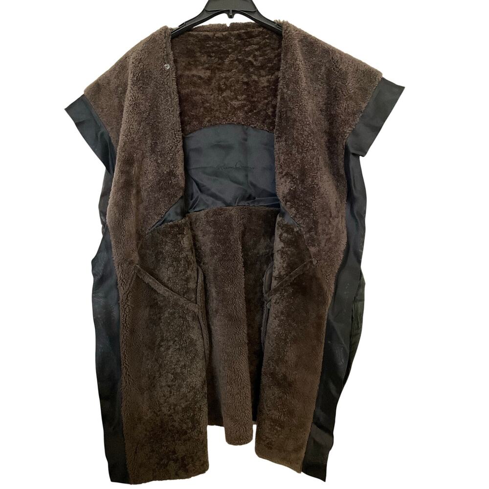 Rick Owens Archival 2010 Leather Shearling Wrap Coat - Picture 4 of 13